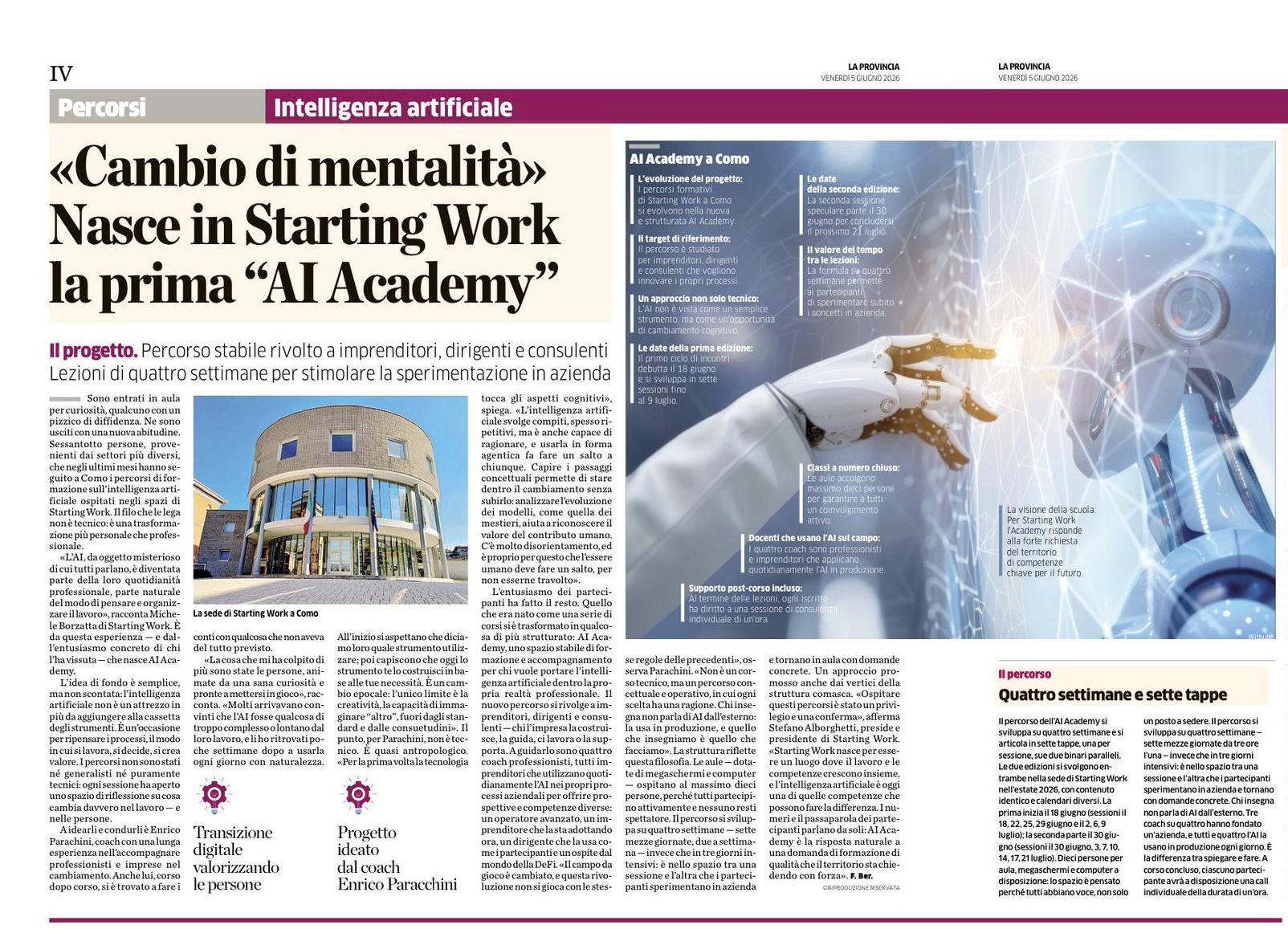 Articolo su AI Academy pubblicato dal quotidiano La Provincia di Como.